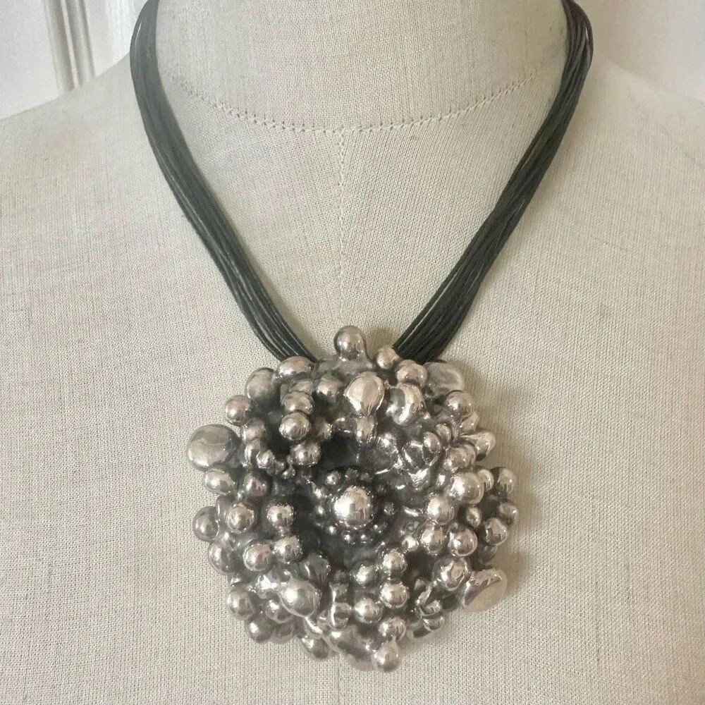 Israeli Sterling silver Electroform Bubble Pendant Necklace